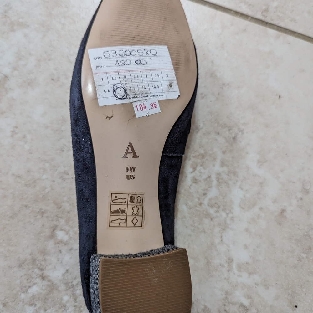 Anthropologie Harlow Loafers navy suede tweed size 9 - Picture 2 of 4
